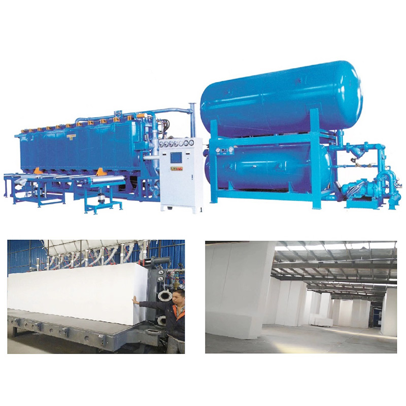 Block molding machine with vacuum